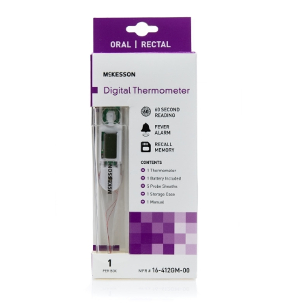 Termômetro digital mckesson sonda oral / retal / axilar portátil
