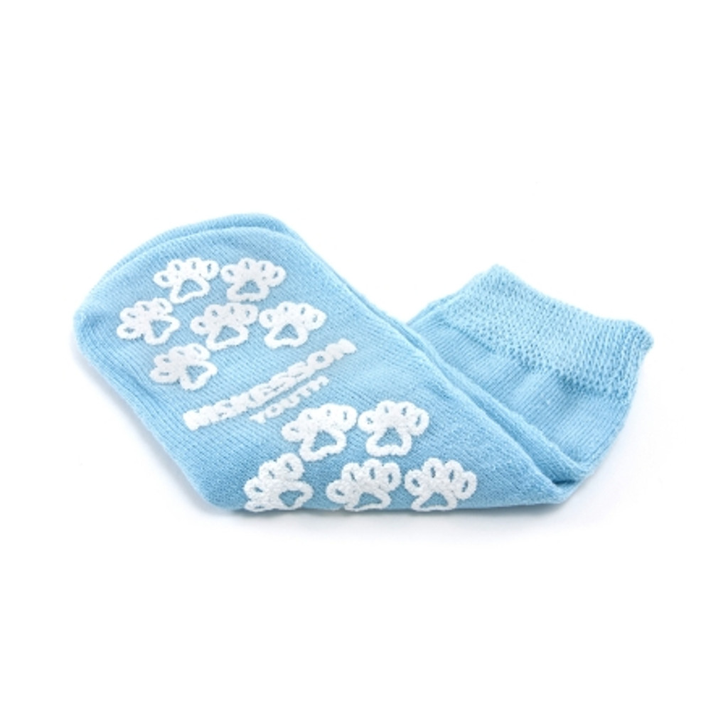 Chaussettes pantoufles McKesson Terries™ Youth bleu clair au-dessus de la cheville
