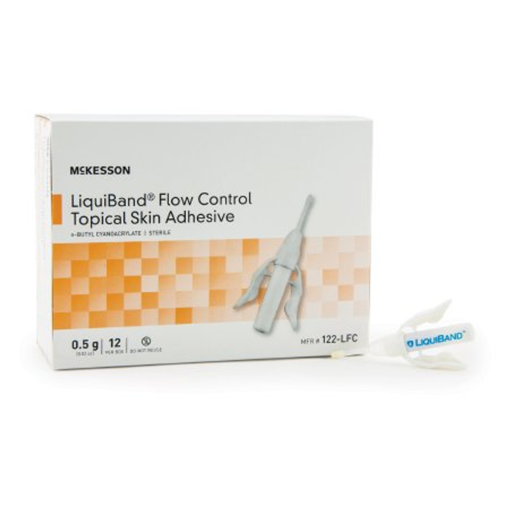 Adhesivo para la piel McKesson LiquiBand® Control de flujo Líquido de 0,5 ml Punta aplicadora de precisión Cianoacrilato de n-butilo
