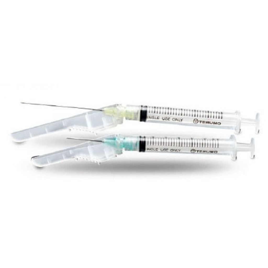 Tuberculin Syringe with Needle SurGuard® 1 mL 27 Gauge 1/2 Inch Attached Needle Hinged Safety Needle