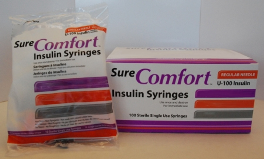 Insulinsprøyte med nål Surecomfort® 0,5 mL 31 gauge 5/16 tommers festet nål usikkerhet