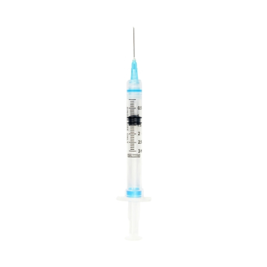 Jeringa con aguja hipodérmica Sol-Care™ 3 ml calibre 23 Aguja desmontable de 1 pulgada Aguja de seguridad retráctil