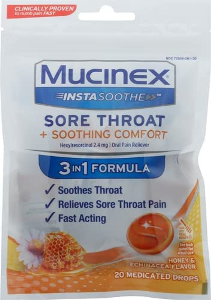 Mucinex Insta Soothe Honey Echinacea Throat Drops 20 ct