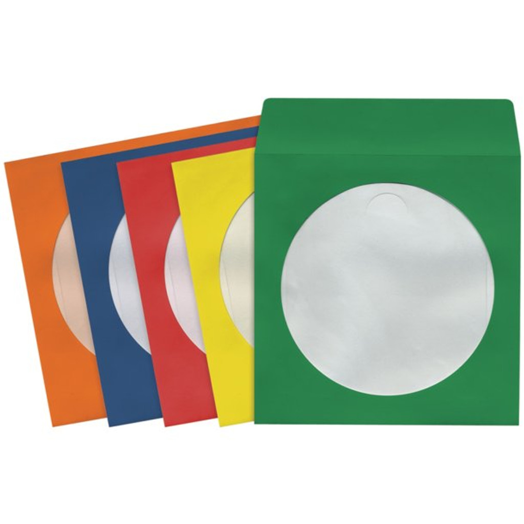 Pochettes de rangement en papier Maxell pour CD/DVD, couleurs assorties (paquet de 100)