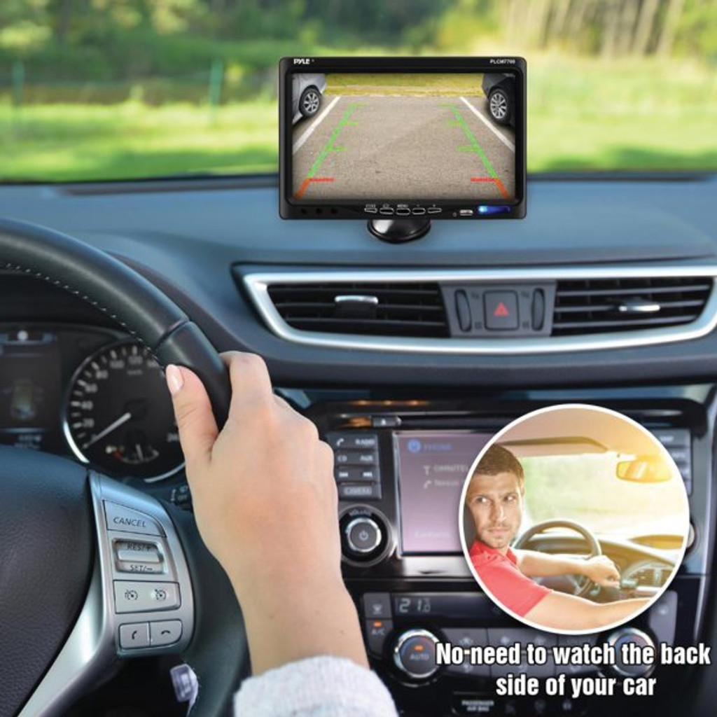  Pyle Car Backup System with 7-Inch Monitor and Bracket-Mount Backup Camera with Distance Scale Line
