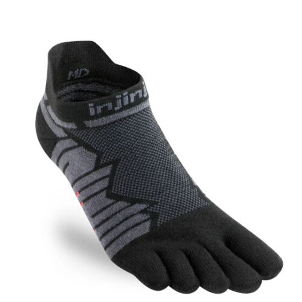 Injinji Calcetines unisex Ultra Run No-Show en ónix negro Talla: Grande