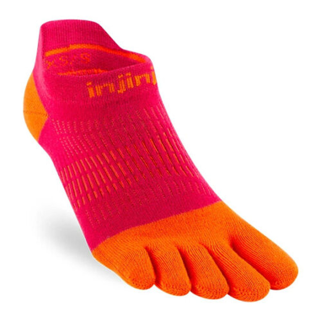 Injinji Women's Run Lightweight No-Show Socks in Chili Size: M/L