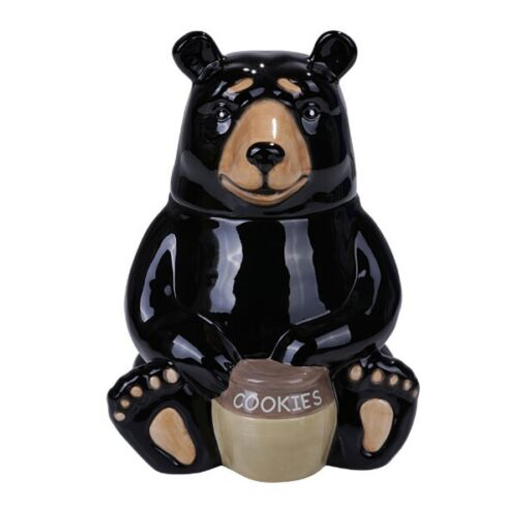 PT Black Bear Hand Painted Ceramic Cookie Jar