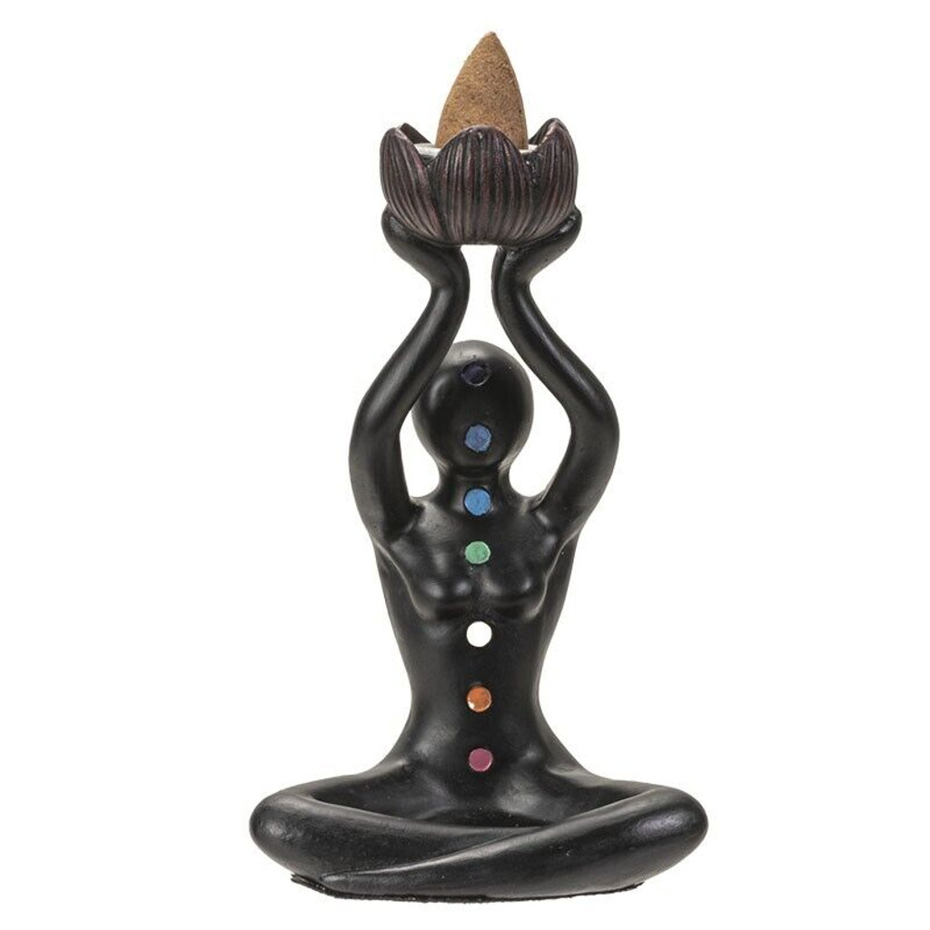 PT Yoga Pose Chakra Stones Backflow Incense Burner