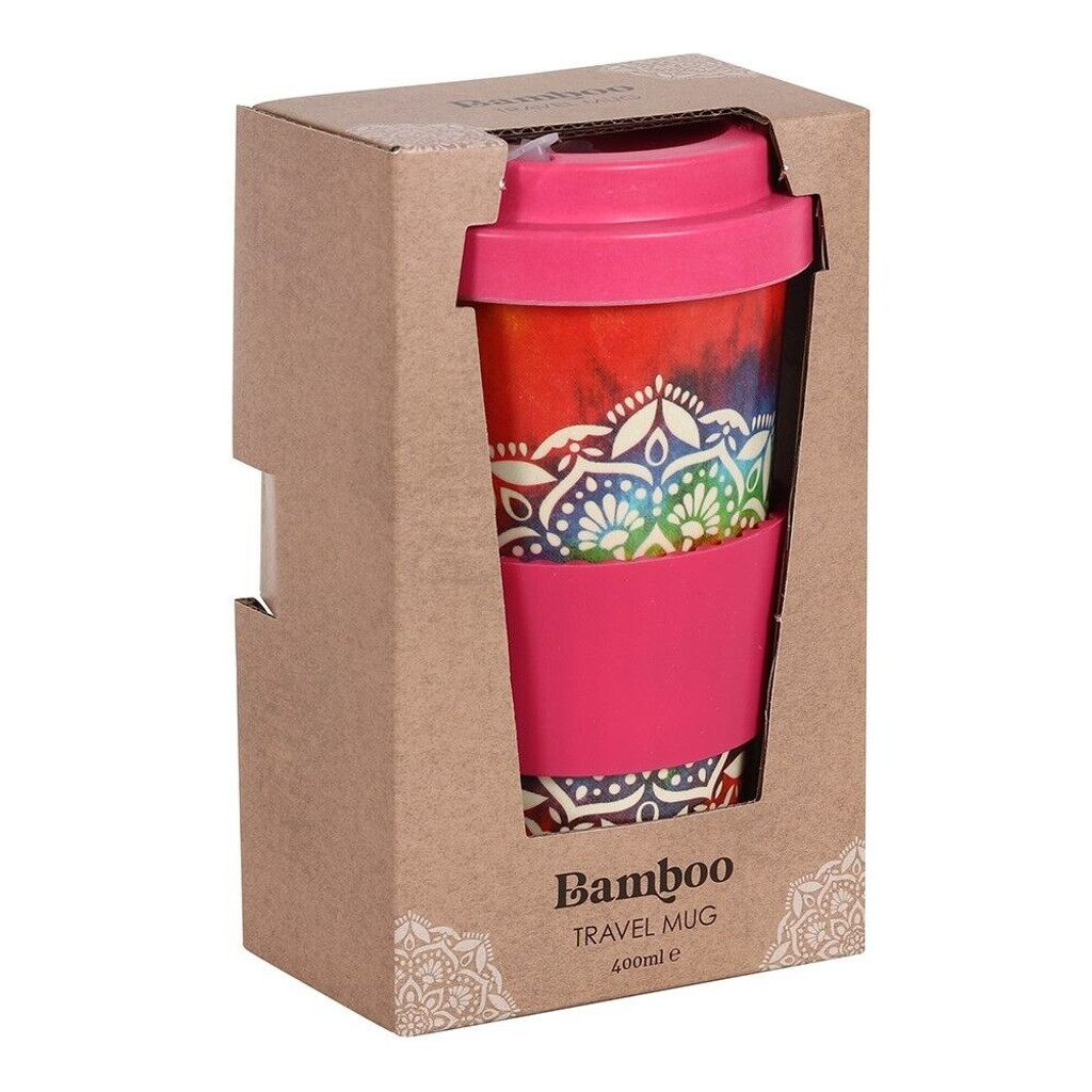 PT Tie Dye Mandala Tasse de voyage en bambou avec manche