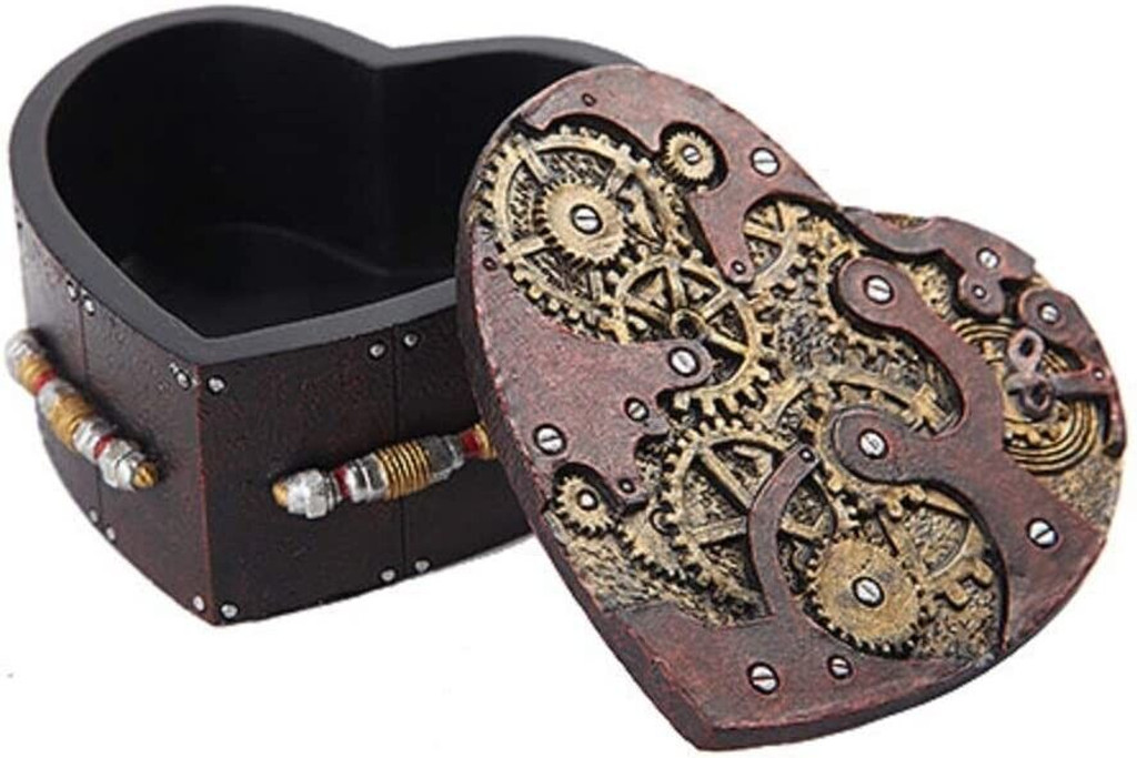 PT Steampunk Mechanical Heart Shaped Trinket Box with Lid