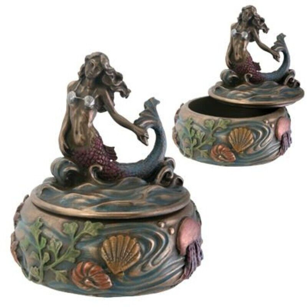 PT Ocean Design med Mermaid Rund Resin Trinket Stash Box med lokk