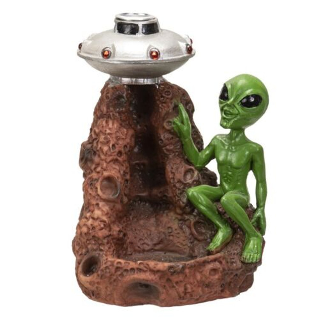 PT Alien with UFO Resin Backflow Incense Burner
