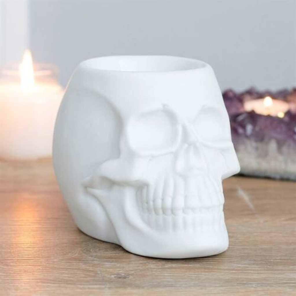 PT White Skull Ceramic Fragrance Oil Burner