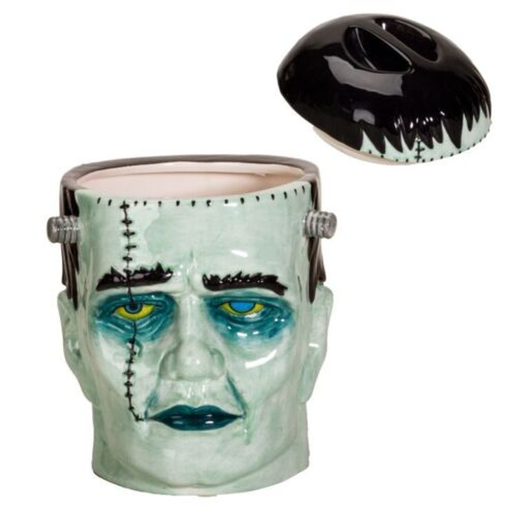Pot à biscuits en céramique peint à la main PT Frankenstein avec couvercle