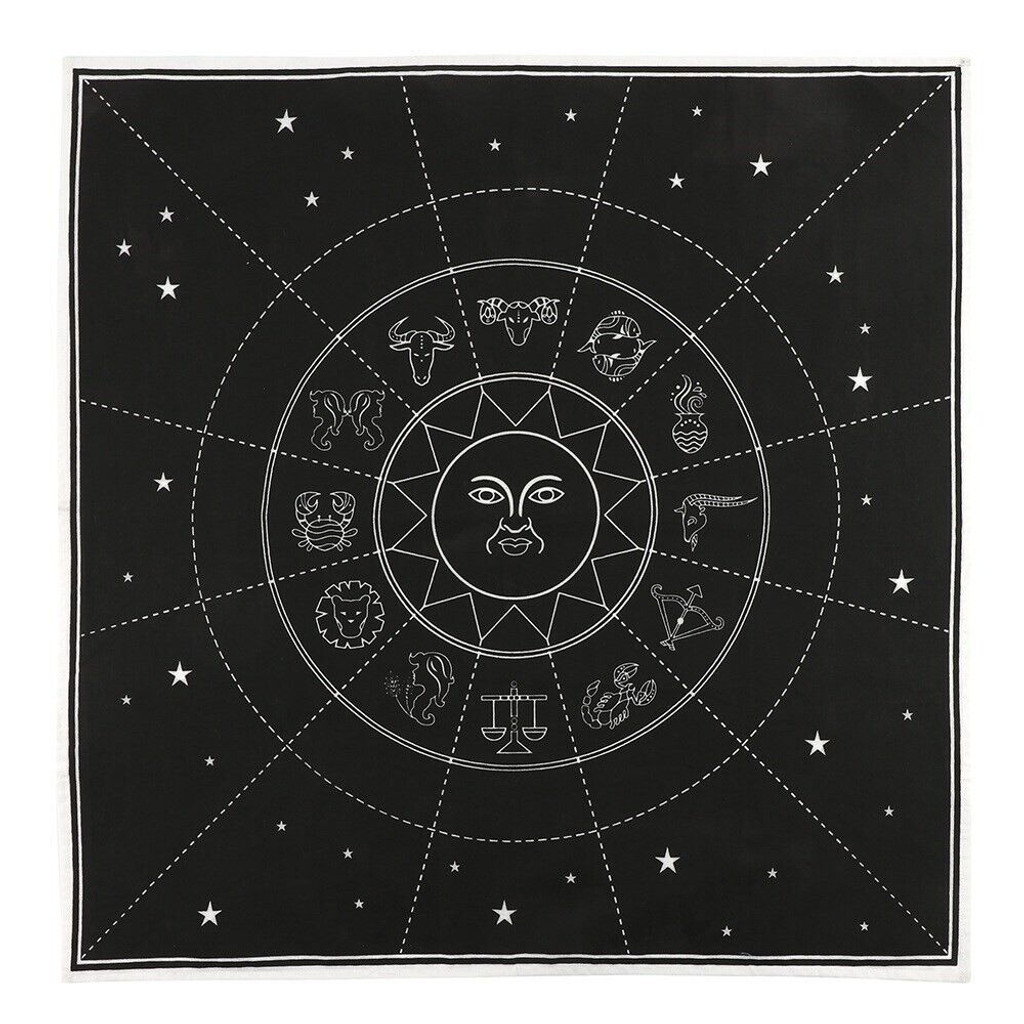Tissu en coton astrologie signe astrologique noir Pt 27,5" x 27,5" x 0,04"h