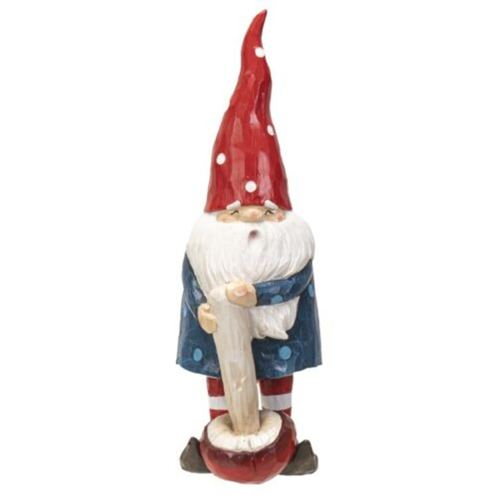 PT Hand Painted Resin Garden Gnome on Mushroom