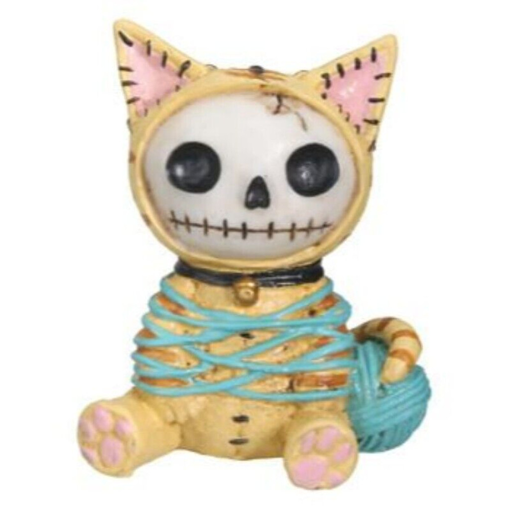 PT Furrybones Mao Mao, o gato emaranhado em fio, caveira, resina, minifigura