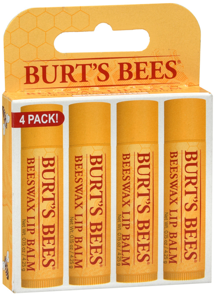 Burt's Bees Baume à lèvres à la cire d'abeille, paquet de 4, 4x0,15 oz