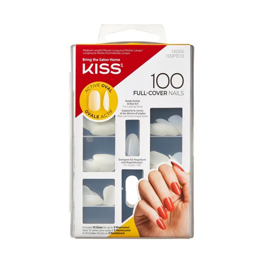 BL Kiss 100 Full Cover Nails Active Oval (Medium Length) - Pack of 3
