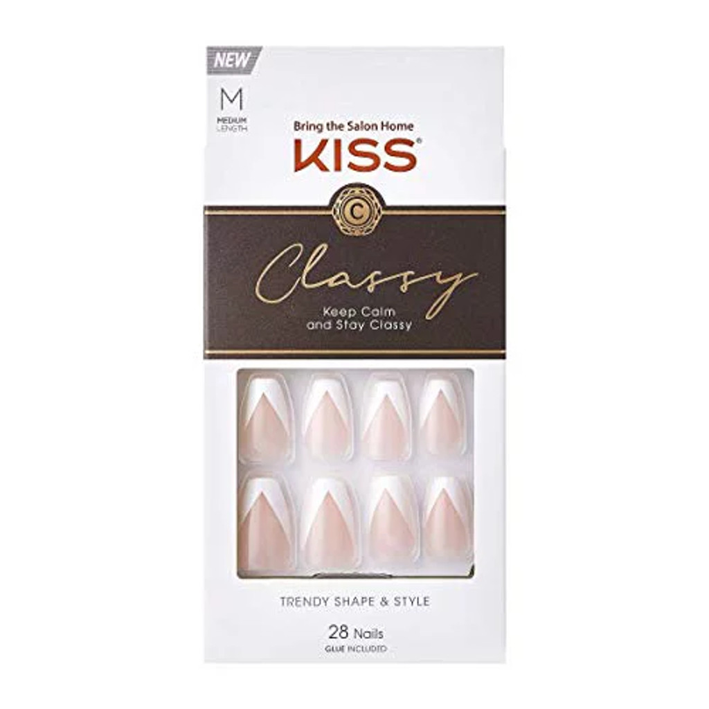 BL Kiss Classy Nails 28 Count Medium Length Chevron Tip - Pack of 3 