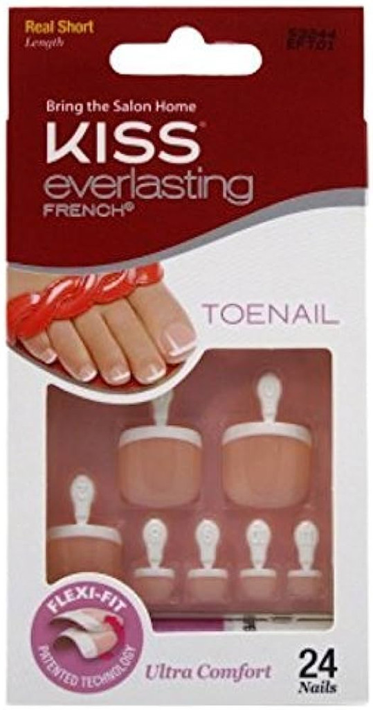 BL Kiss Everlasting French Toenail Kit Real Short 24 Nail - Pakke med 3 