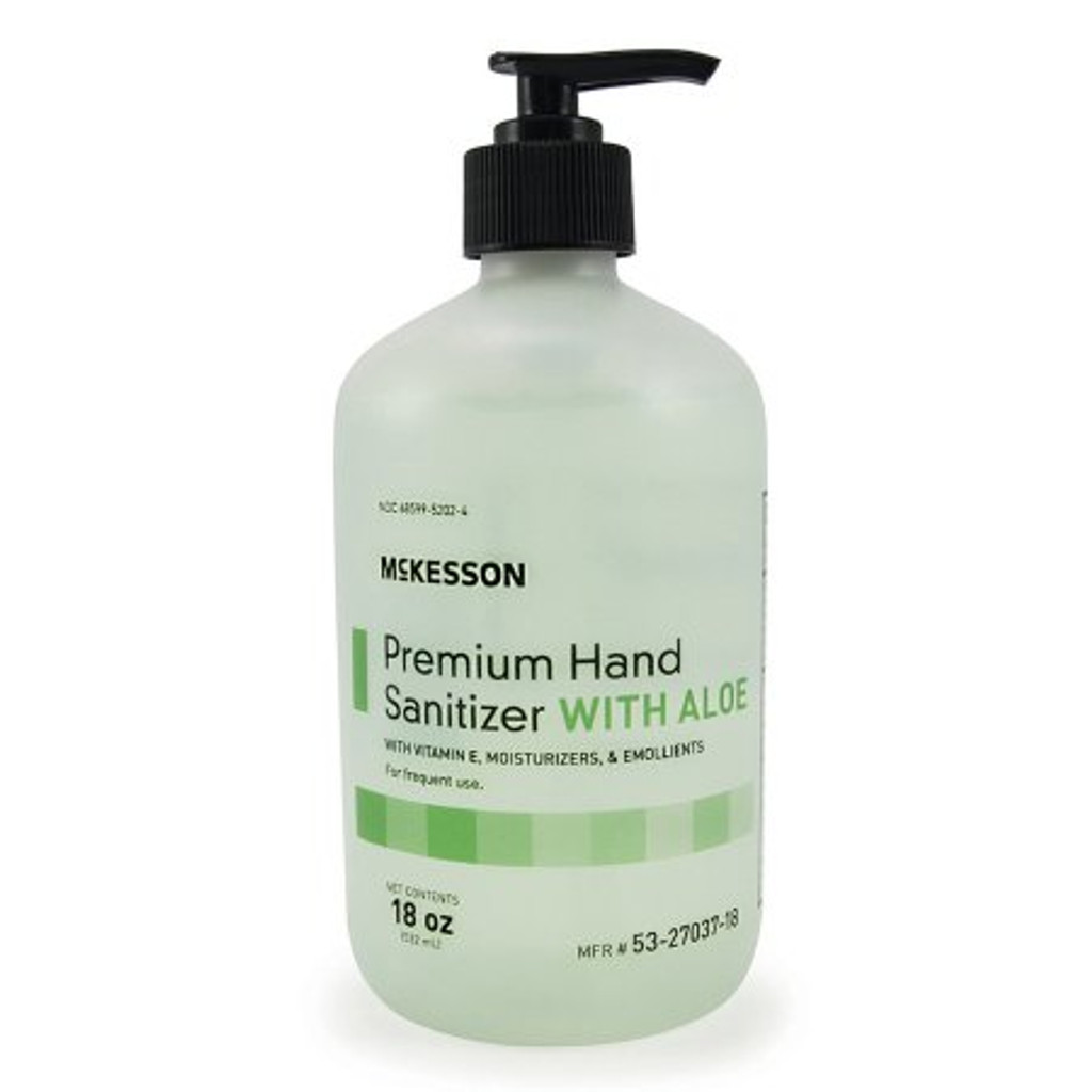 Desinfetante para as mãos com Aloe McKesson Premium 18 onças. Garrafa de bomba de gel de álcool etílico
