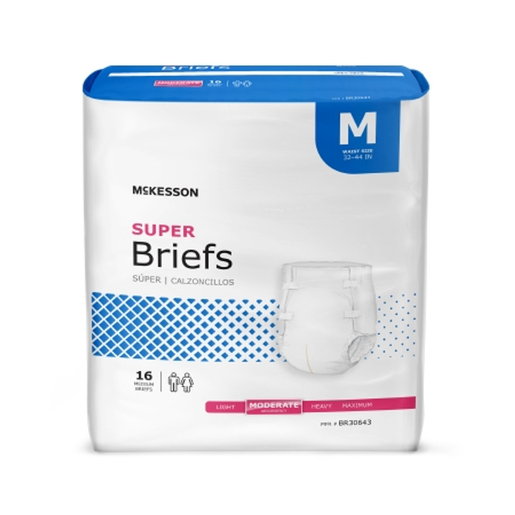 Unisex Adult Incontinence Brief McKesson Medium Disposable Moderate Absorbency
