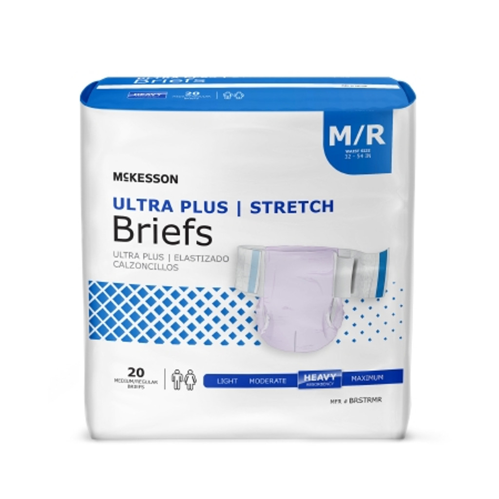 Slip d'incontinence adulte unisexe mckesson ultra plus stretch moyen jetable forte absorption
