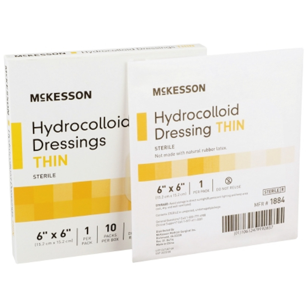 Tynd hydrokolloid dressing mckesson 6 x 6 tommer kvadratisk
