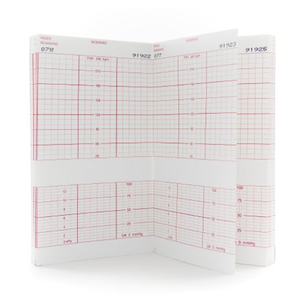 Fetal Diagnostic Monitor Recording Paper McKesson Thermal Paper 6 Inch X 47 Foot Z-Fold Red Grid
