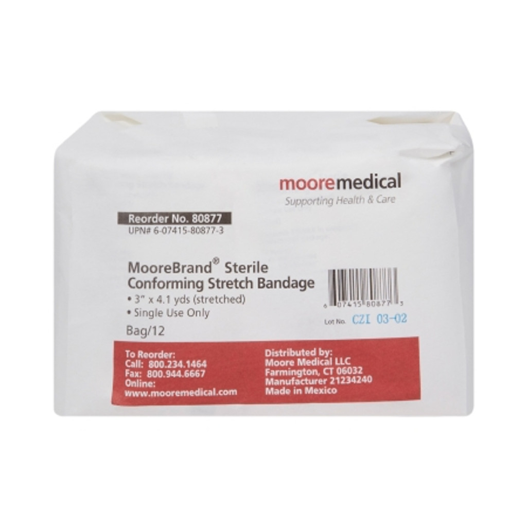 Conforming Bandage McKesson 3 Inch X 4-1/10 Yard 1 per Pack Sterile Roll Shape
