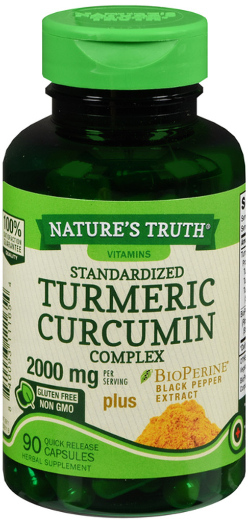 Nature's Truth Complexe de curcumine de curcuma 2000 mg plus extrait de poivre noir 90 capsules à libération rapide