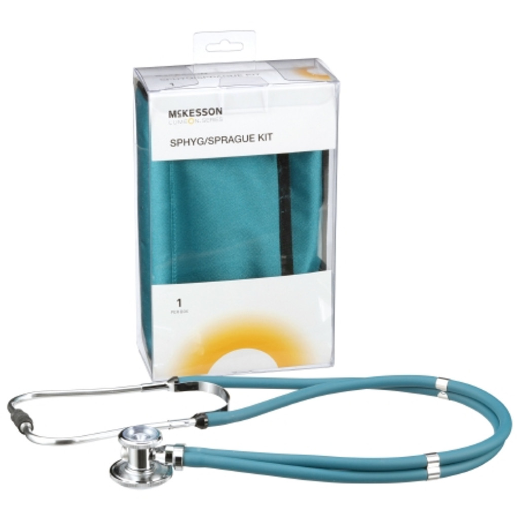 Wiederverwendbares Aneroid-/Stethoskop-Set der Marke McKesson, 23 bis 33 cm Manschette für Erwachsene, Doppelkopf-Sprague-Stethoskop, Taschen-Aneroid
