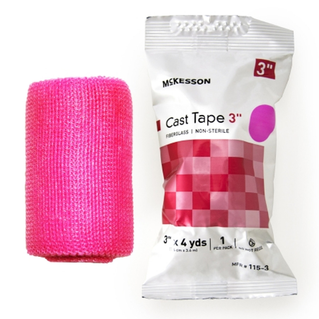Cast tape mckesson 3 pouces x 12 pieds fibre de verre rose
