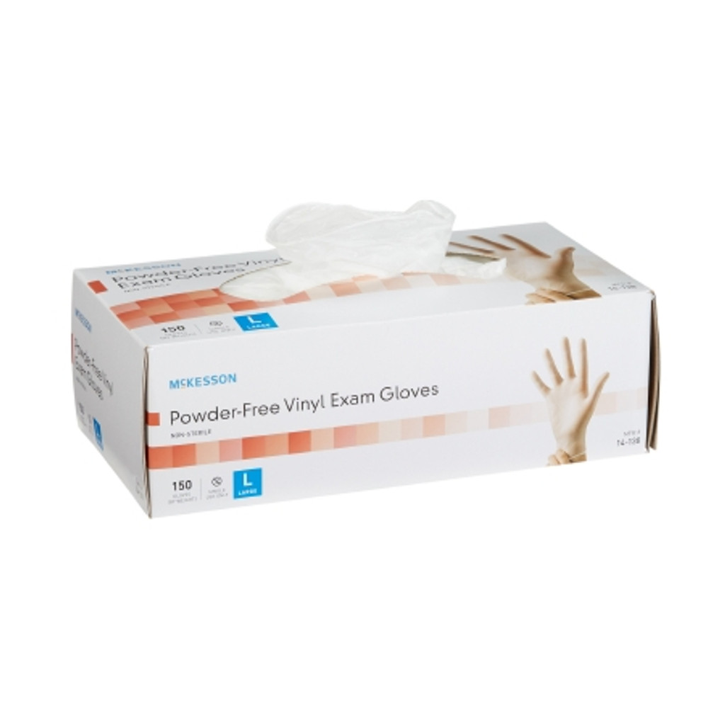 Exam Glove McKesson Large NonSterile Vinyl Standard Cuff Length Smooth Clear Not Rated
