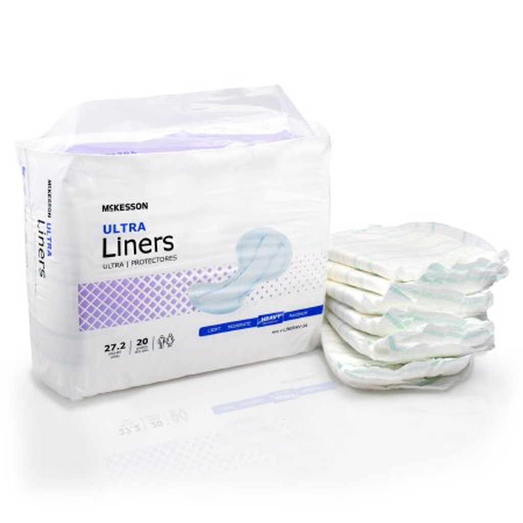 Incontinence Liner McKesson Ultra 27-1/5 Inch Length Heavy Absorbency Polymer Core One Size Fits Most
