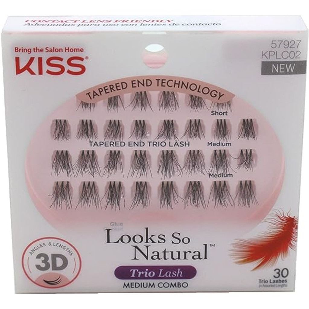 BL Kiss Looks So Natural Trio Lashes Medium Combo 30 Count - Pack of 3