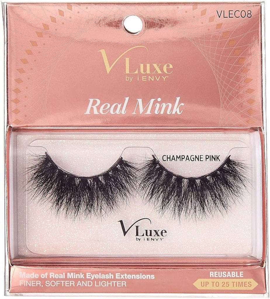 BL Kiss Vluxe Real Mink Lashes Champagne Pink - Pack of 3