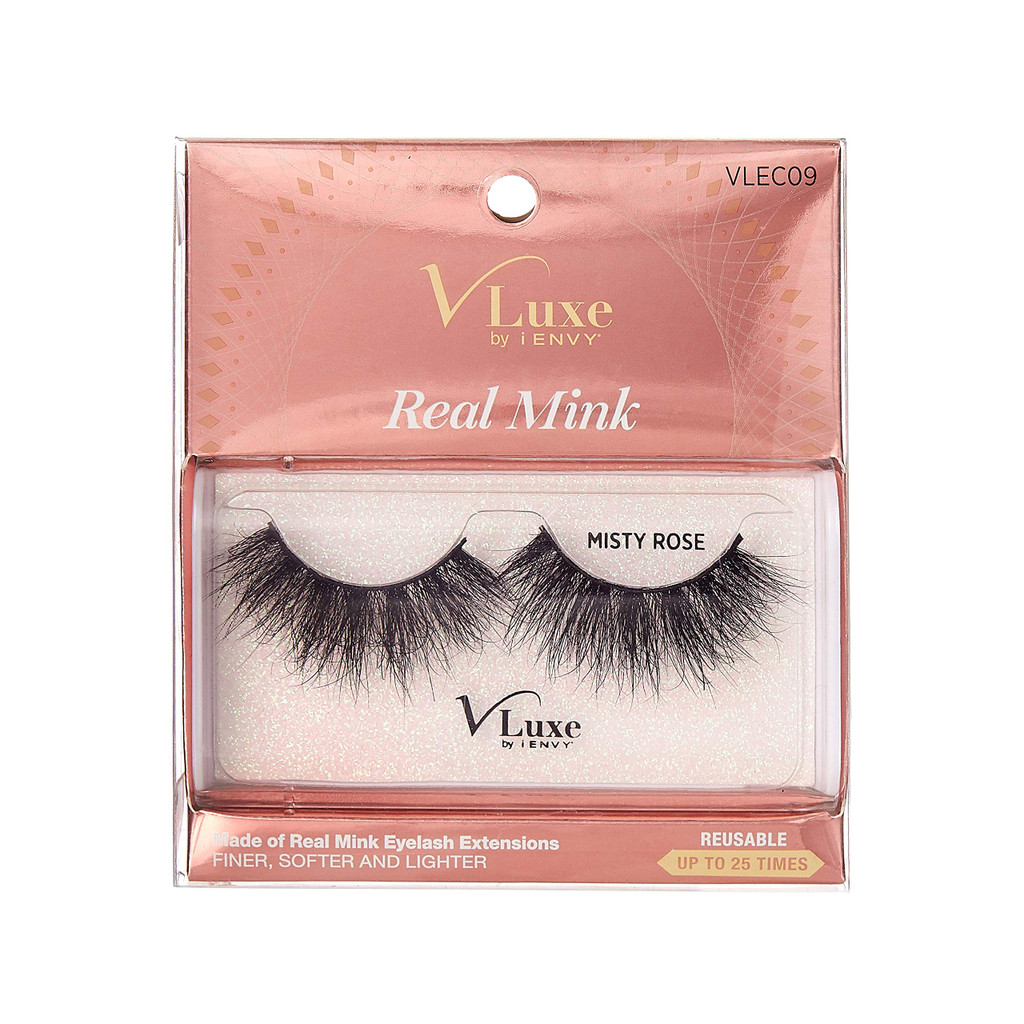 BL Kiss Vluxe Real Mink Lashes Misty Rose - Pacote de 3