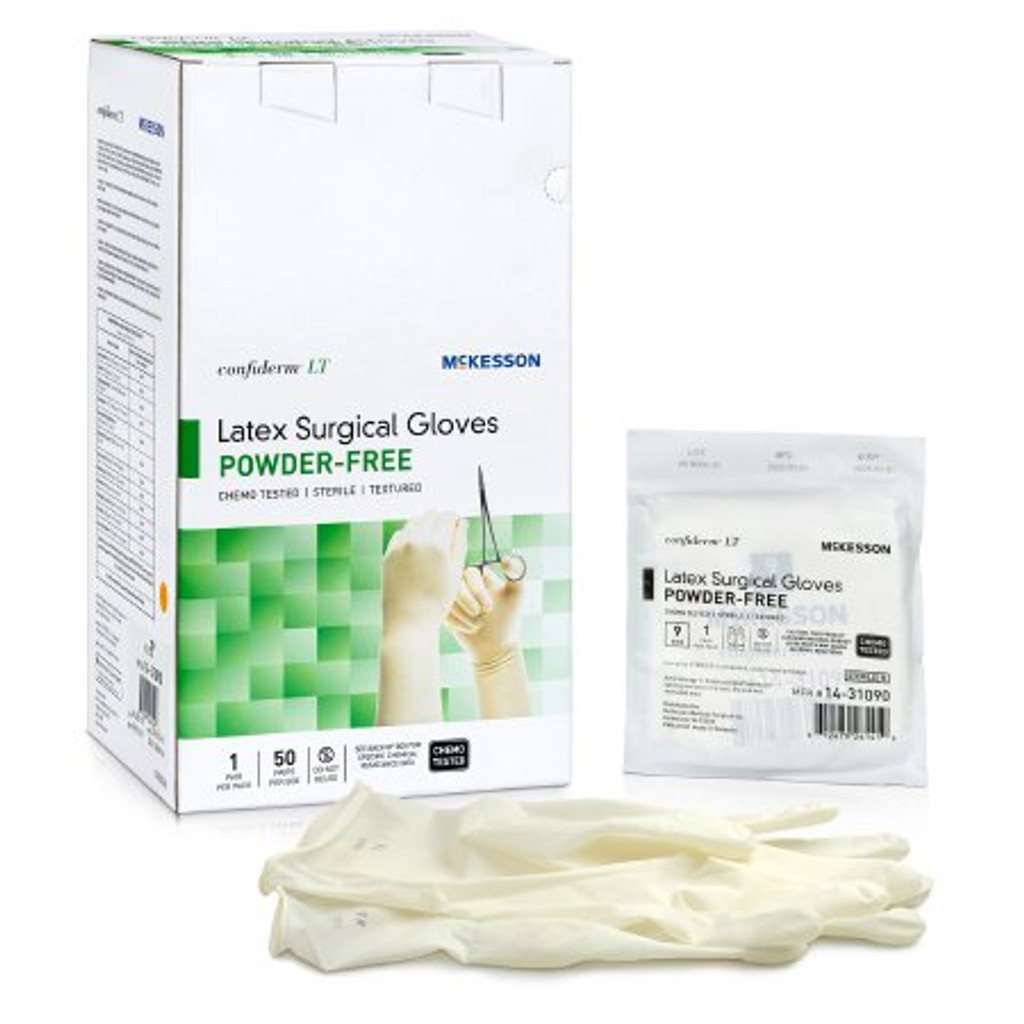 Surgical Glove Confiderm® LT Size 9 Sterile Latex Standard Cuff Length Fully Textured Ivory Chemo Tested
