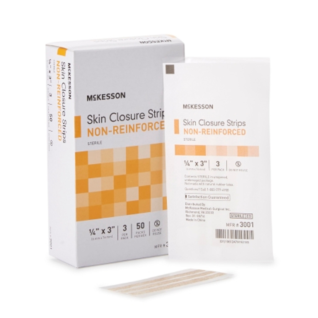 Skin closure strip mckesson 1/4 x 3 tommer nonwoven materiale fleksibel strip tan
