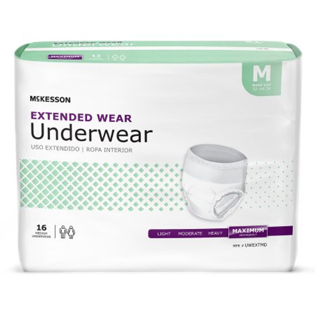 Unisex Adult Absorbent Underwear McKesson Pull On with Tear Away Seams Medium Disposable Heavy Absorbency
