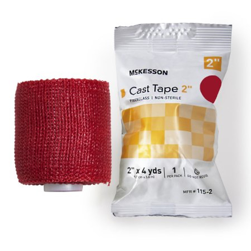 Cast tape mckesson 2 pouces x 12 pieds fibre de verre rouge
