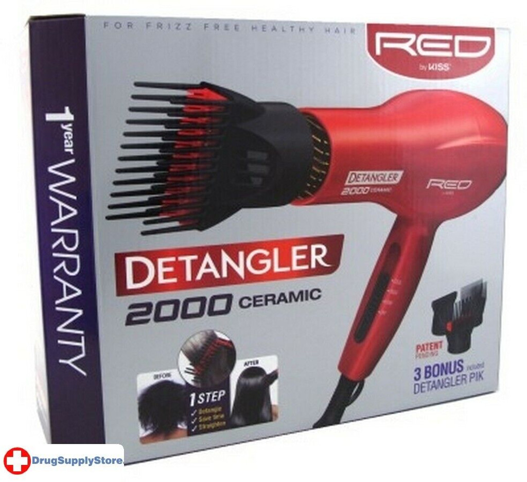 BL Kiss Red Dryer 1875 Watt 2000 Ceramic Detangler W/3 Piks