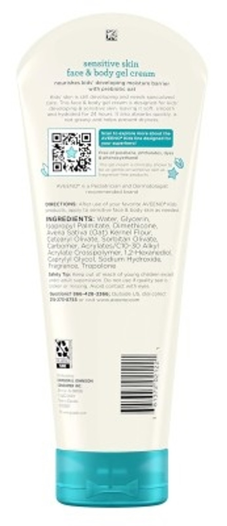 BL Aveeno Kids Face & Body Gel Cream Sensitive Skin 8oz Tube - Pack of 3