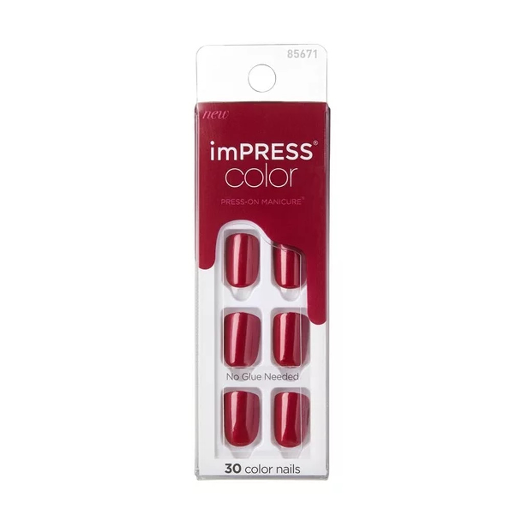 BL Kiss Impress Press-On-Manicure Nails 30 stuks rood fluweel - pakket van 3