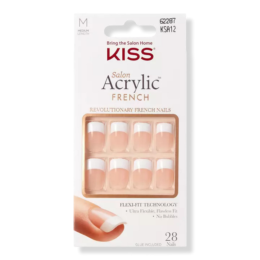 BL Kiss Salon Akryl Fransk 28 Count Medium Nude - Pakke med 3