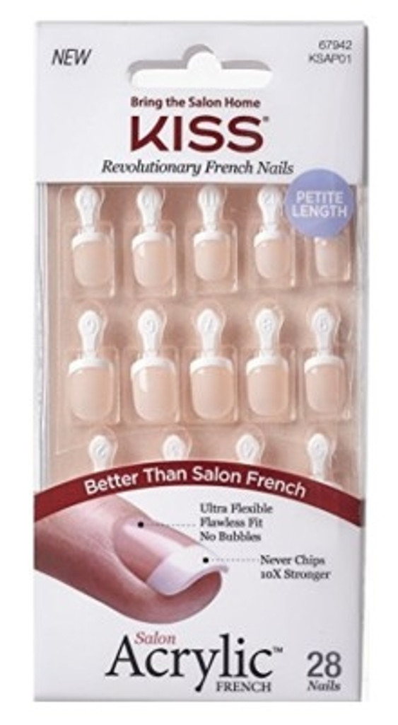 BL Kiss Salon Acryl Frans 28 stuks Petite Lengte Nude - Pakket van 3