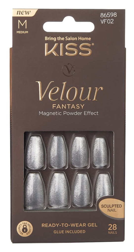 BL Kiss Velour Fantasy Nails 28 stuks medium zilver - pakket van 3